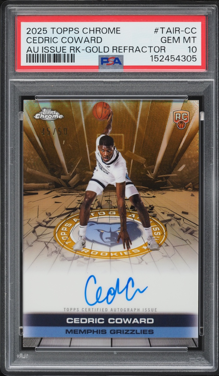 2025 Topps Chrome Issue Gold Refractor Cedric Coward ROOKIE AUTO /50 #TAIR-CC PSA 10 GEM MINT - Photo 1