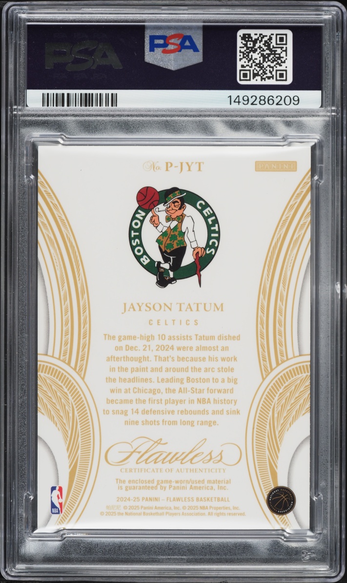 2024 Panini Flawless Platinum Jayson Tatum NIKE PATCH 1/1 #P-JYT PSA 9 MINT - Photo 2