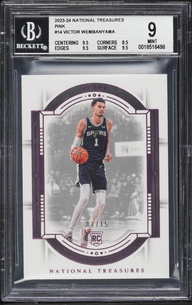 2023 National Treasures Pink Victor Wembanyama ROOKIE /15 #14 BGS 9 MINT - Photo 1