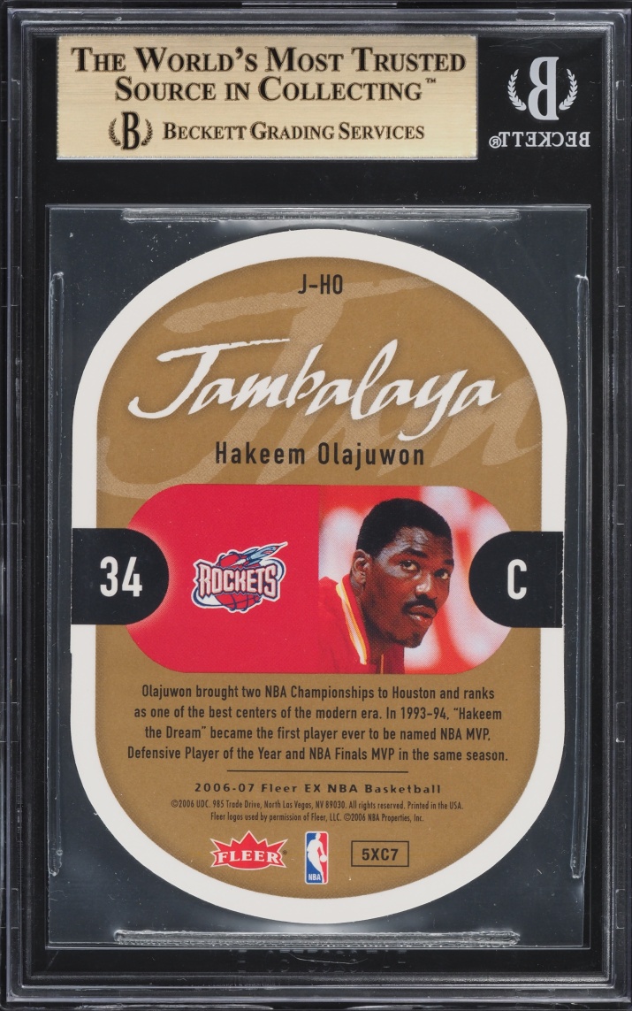 2006 Fleer E-X Jambalaya Hakeem Olajuwon #JHO BGS 9.5 GEM MINT - Photo 2