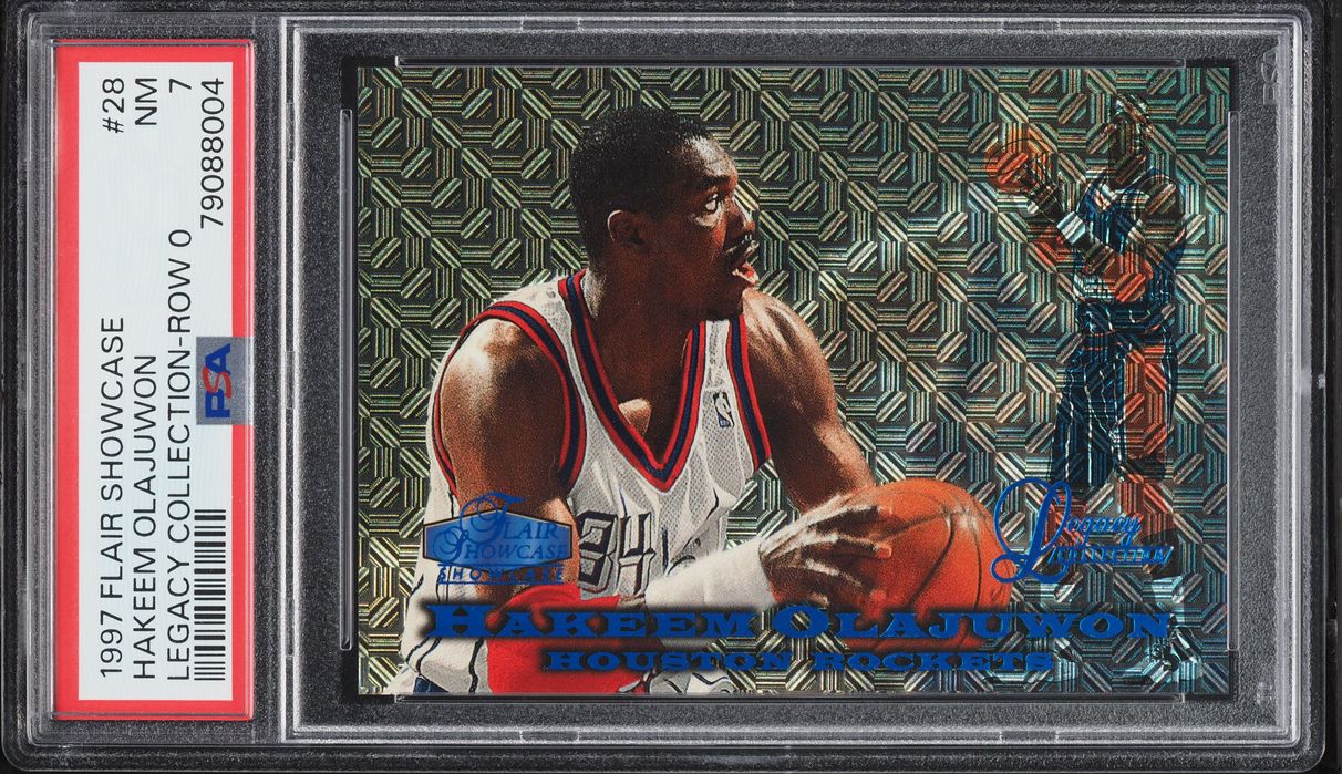 1997 Flair Showcase Legacy Collection Row 0 Hakeem Olajuwon /100 #28 PSA 7 NRMT - Photo 1