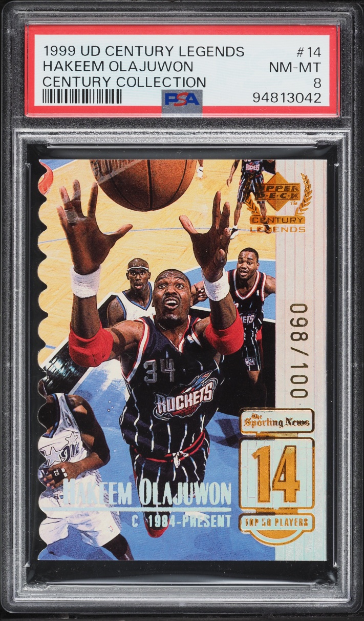 1998 Upper Deck Century Legends Century Collection Hakeem Olajuwon /100 #14 PSA 8 NM-MT - Photo 1