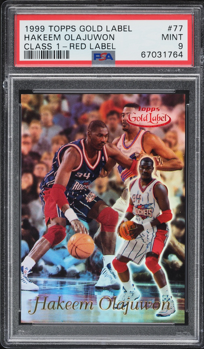1999 Topps Gold Label Class 1 Red Label Hakeem Olajuwon /100 #77 PSA 9 MINT - Photo 1