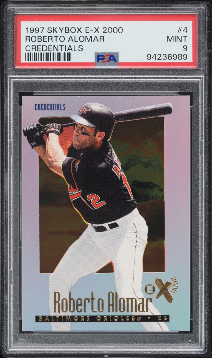 1997 Skybox E-X 2000 Credentials Roberto Alomar /299 #4 PSA 9 MINT - Photo 1