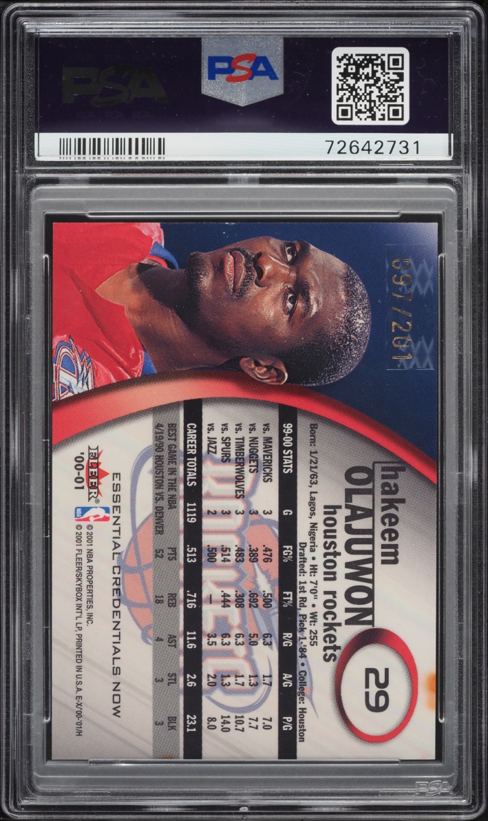 2000 Fleer E-X Essential Credentials Now Hakeem Olajuwon /201 #29 PSA 7 NRMT - Photo 2