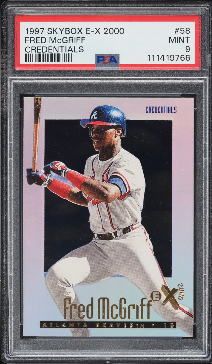 1997 Skybox E-X 2000 Credentials Fred McGriff /299 #58 PSA 9 MINT - Photo 1
