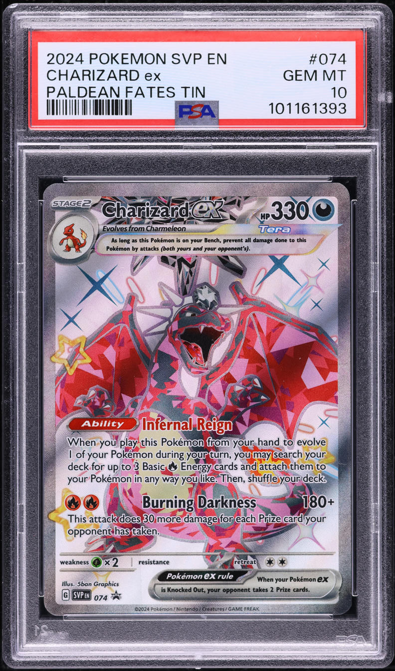 2024 Pokemon SV Black Star Promo Paldean Fates Tin Charizard ex #74 PSA 10 GEM