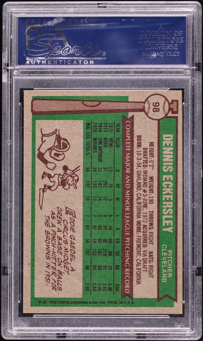 1976 Topps Dennis Eckersley ROOKIE #98 PSA 7 NRMT