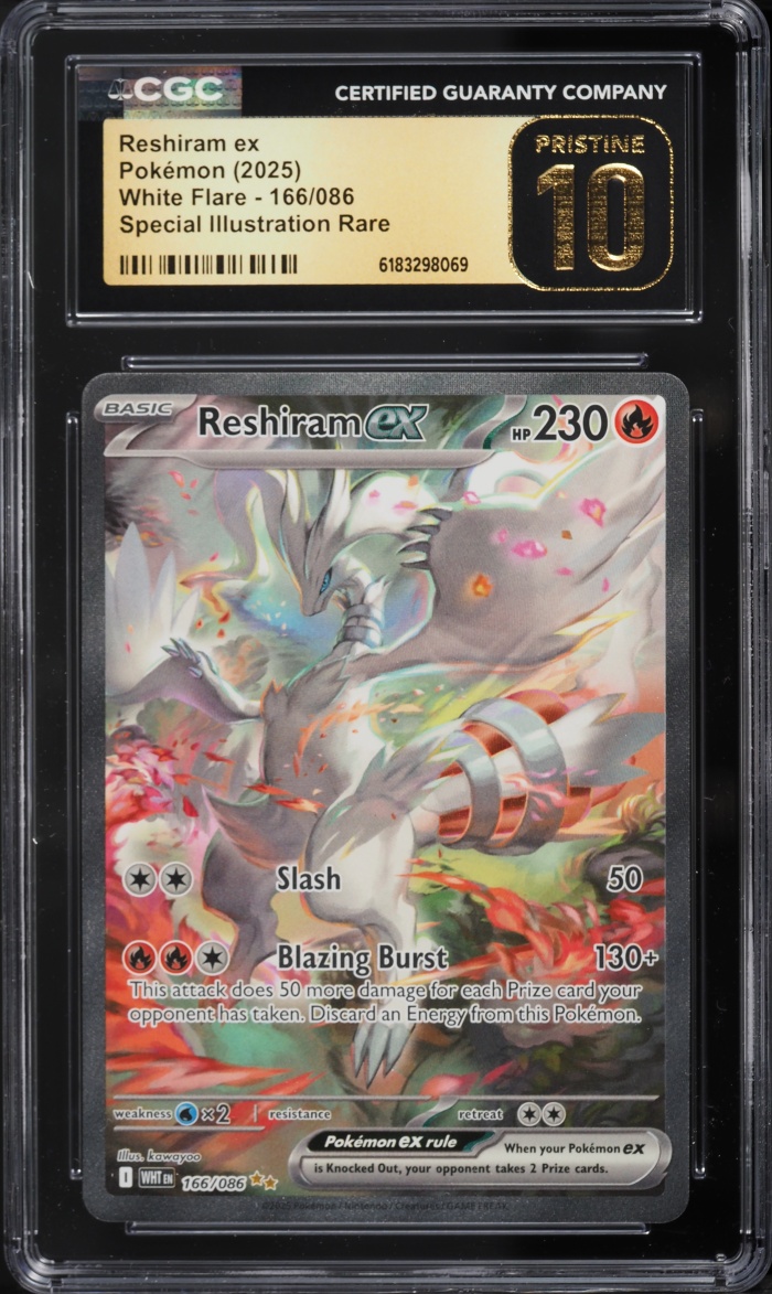 2025 Pokemon Scarlet & Violet White Flare SIR Reshiram Ex #166 CGC 10 PRISTINE