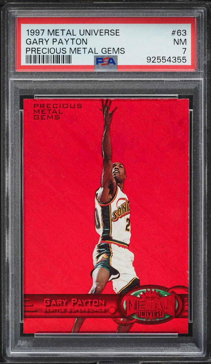 1997 Metal Universe Precious Metal Gems PMG Red Gary Payton /100 #63 PSA 7 NRMT