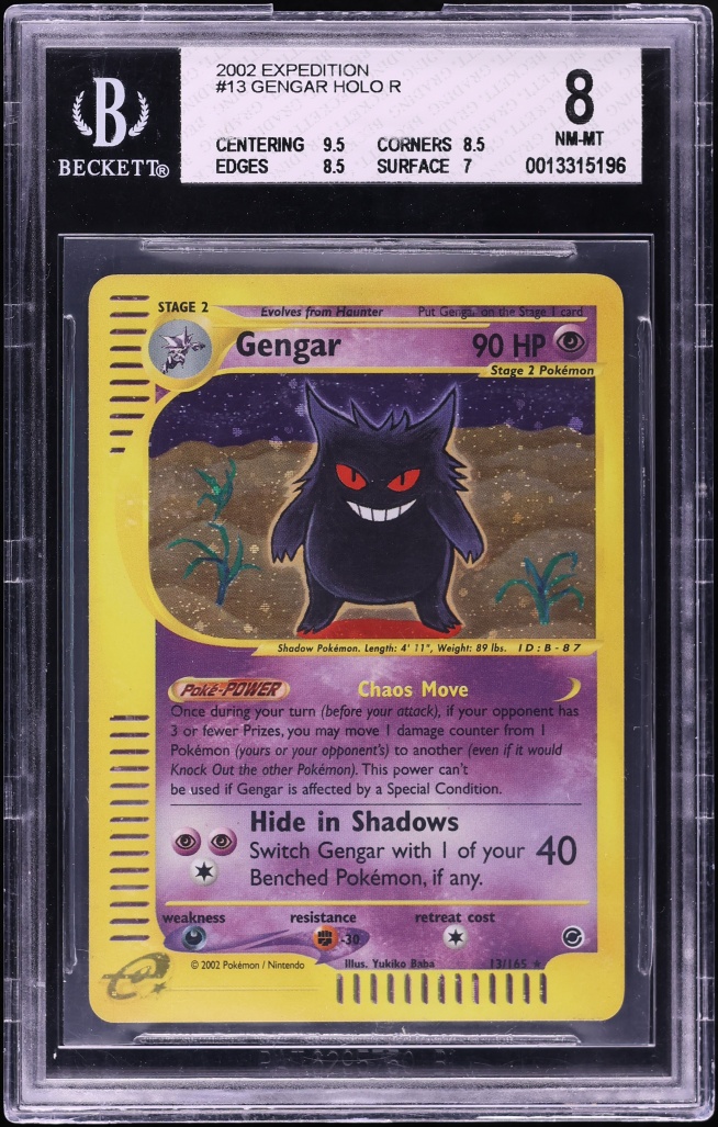 2002 Pokemon Expedition Holo Gengar #13 BGS 8 NM-MT