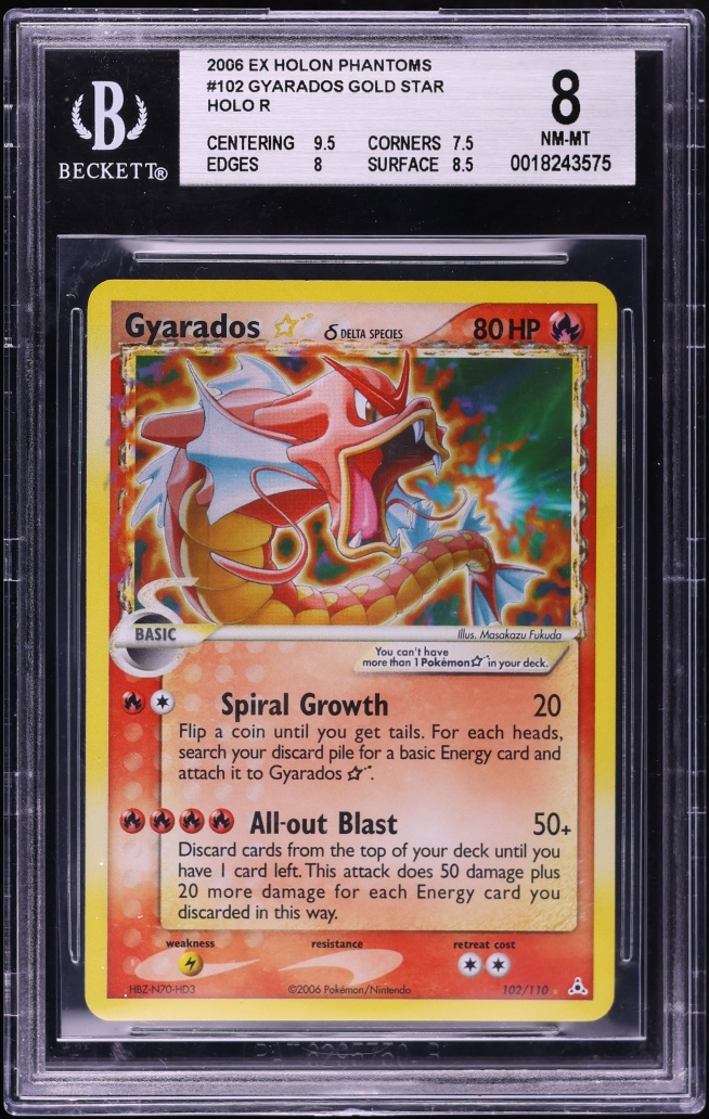 2006 Pokemon EX Holon Phantoms Holo Gyarados Gold Star #102 BGS 8 NM-MT
