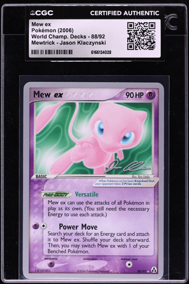 2006 Pokemon World Championship Deck Mewtrick By Jason Klaczynski Mew ex #88 CGC AUTH