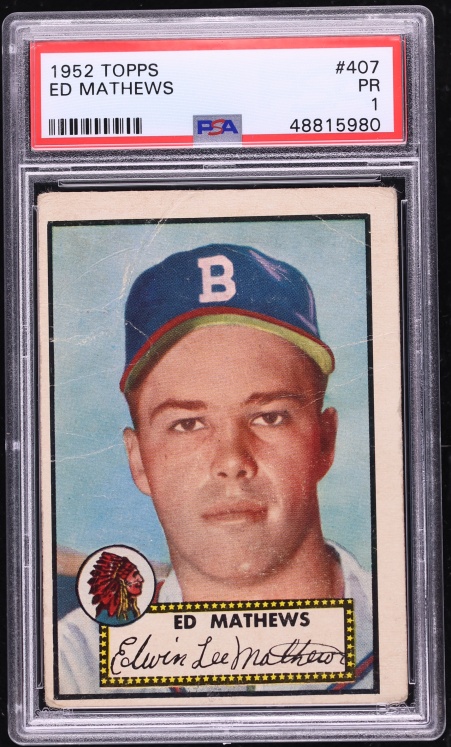 1952 Topps Eddie Mathews ROOKIE #407 PSA 1 PR