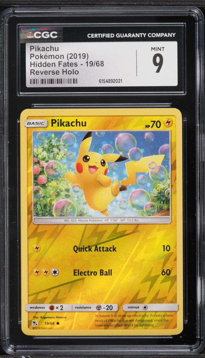 2019 Pokemon Sun & Moon Hidden Fates Reverse Holo Pikachu #19 CGC 9 MINT