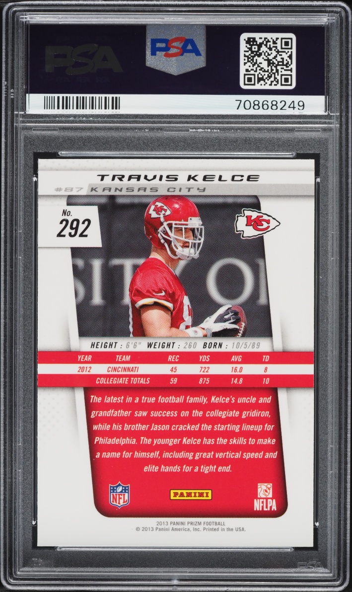 2013 Panini Prizm Travis Kelce ROOKIE #292 PSA 10 GEM MINT