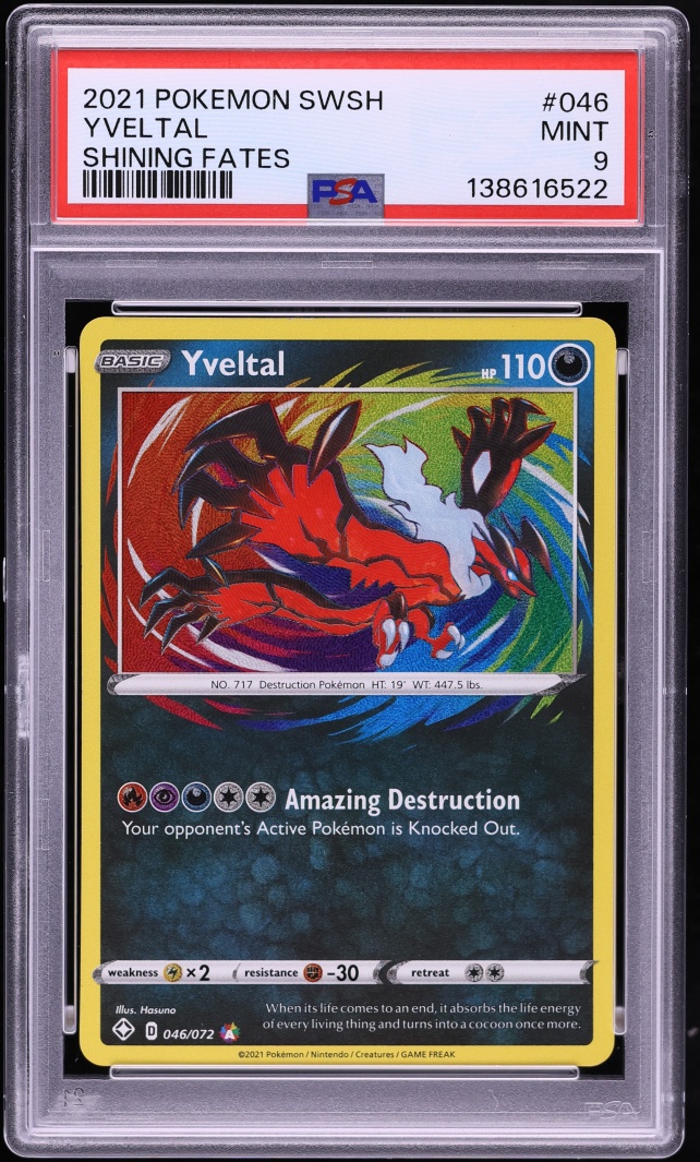 2021 Pokemon Sword & Shield Shining Fates Amazing Rare Yveltal #46 PSA 9 MINT