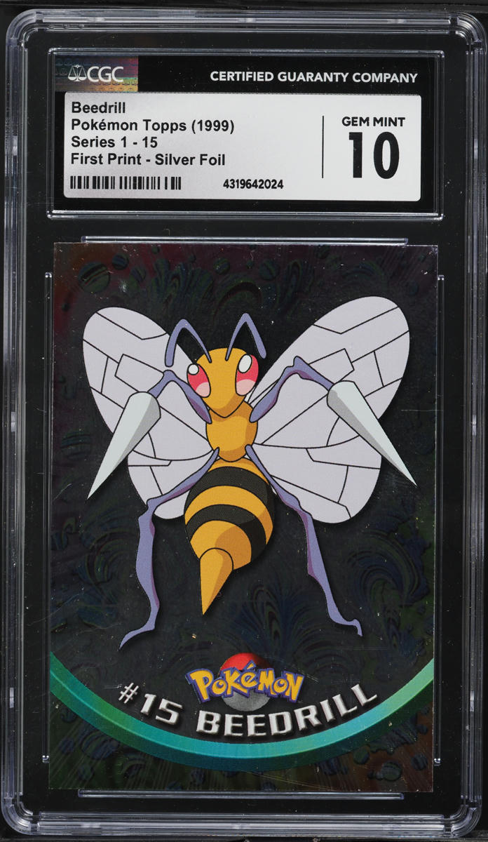 1999 Pokemon Topps Series 1 First Print Silver Foil Beedrill #15 CGC 10 GEM MINT