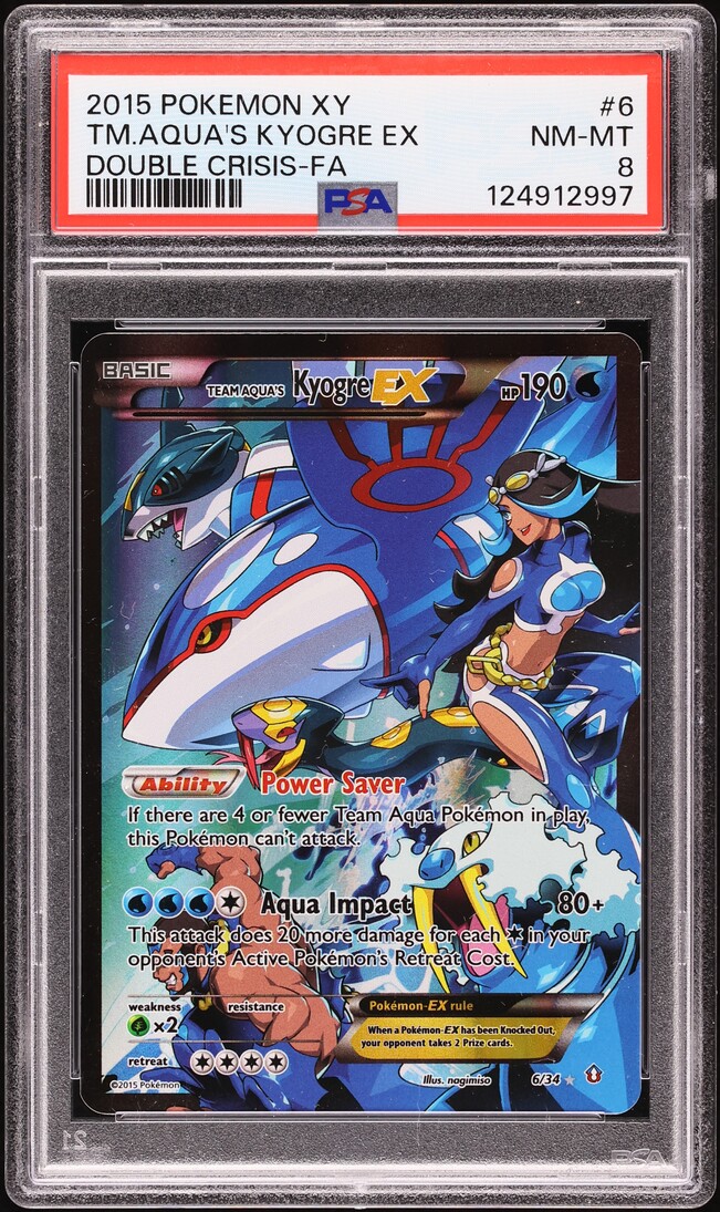 2015 Pokemon XY Double Crisis Full Art Team Aqua's Kyogre EX #6 PSA 8 NM-MT