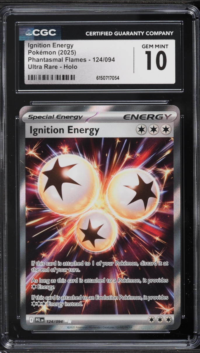 2025 Pokemon Mega Evolution Phantasmal Flames Full Art Ignition Energy #124 CGC 10 GEM MINT