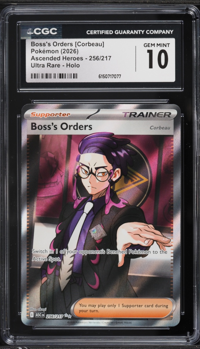 2026 Pokemon Mega Evolution Ascended Heroes Full Art Boss's Orders Corbeau #256 CGC 10 GEM MINT