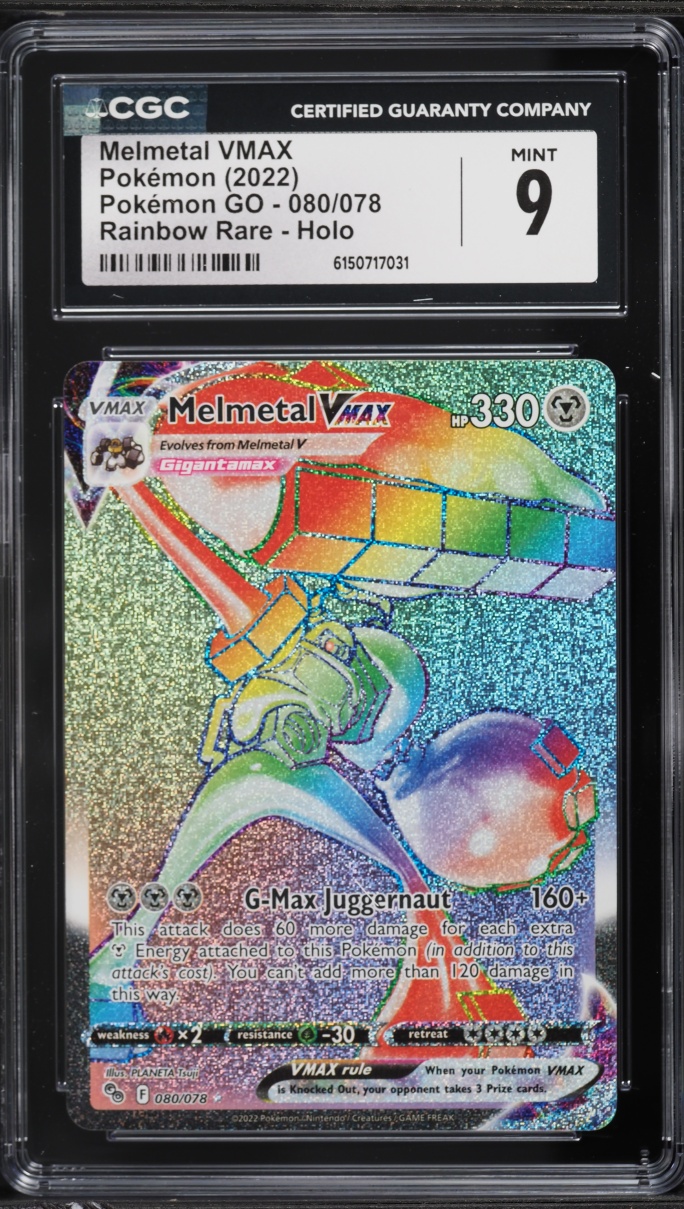 2022 Pokemon Sword & Shield Pokemon GO Rainbow Rare Melmetal VMAX #80 CGC 9 MINT