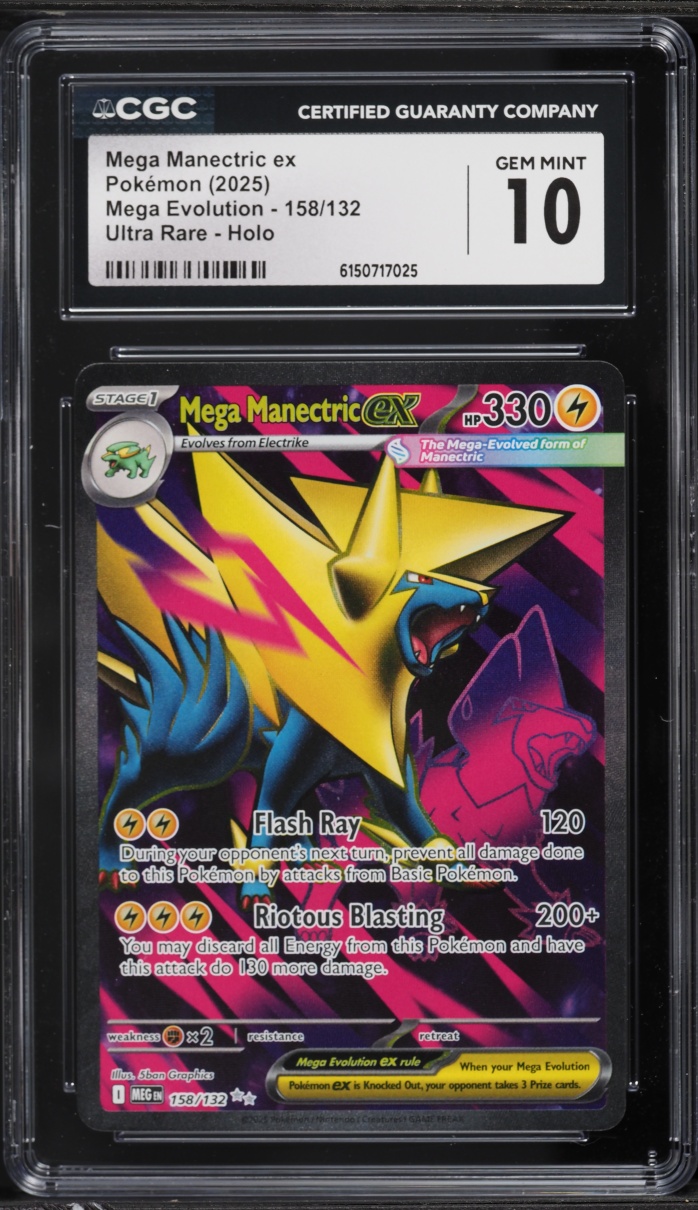 2025 Pokemon Mega Evolution Full Art Mega Manectric EX #158 CGC 10 GEM MINT