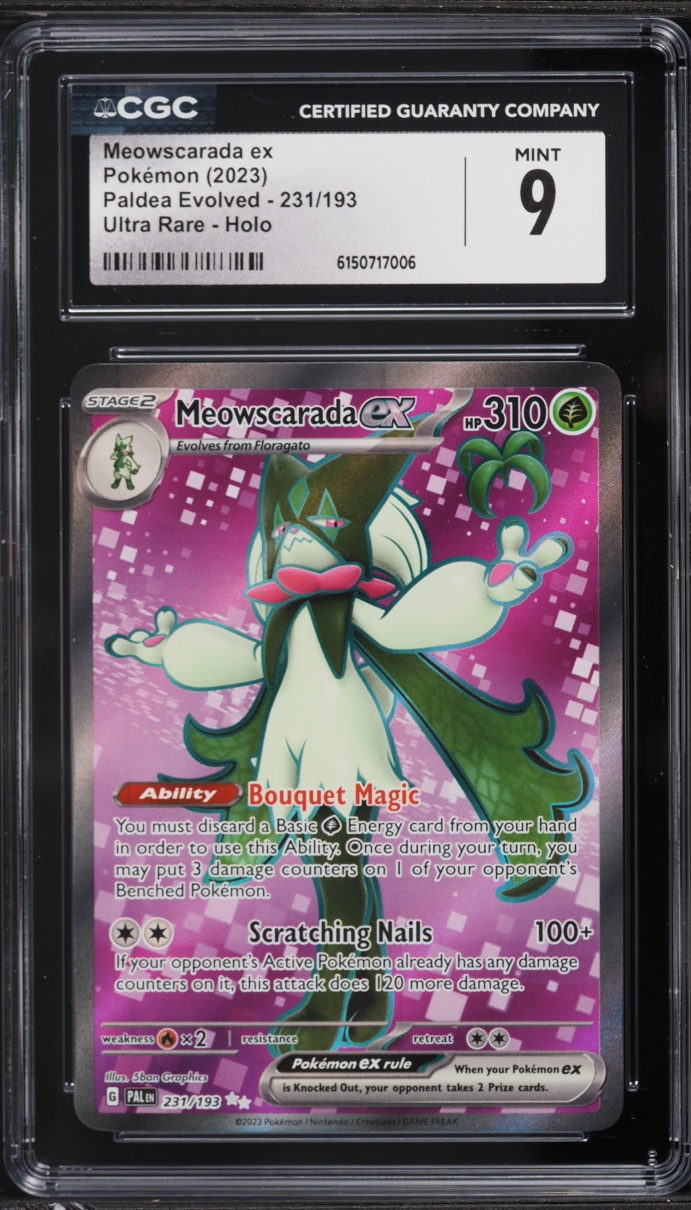 2023 Pokemon Scarlet & Violet Paldea Evolved Full Art Meowscarada EX #231 CGC 9 MINT