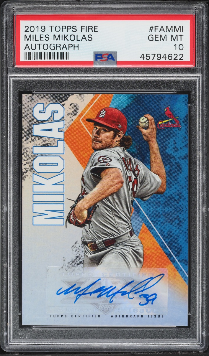 2019 Topps Fire Miles Mikolas AUTO #FA-MMI PSA 10 GEM MINT