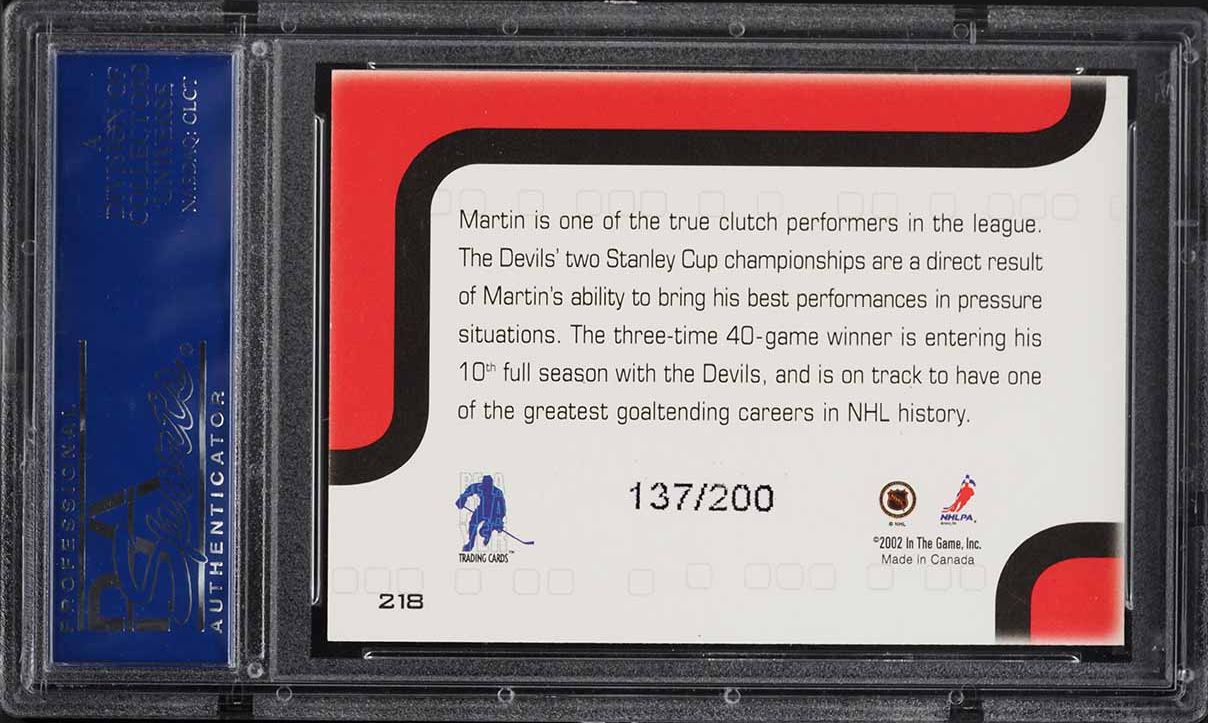 2002 Be A Player Memorabilia Martin Brodeur /200 #218 PSA 10 GEM MINT