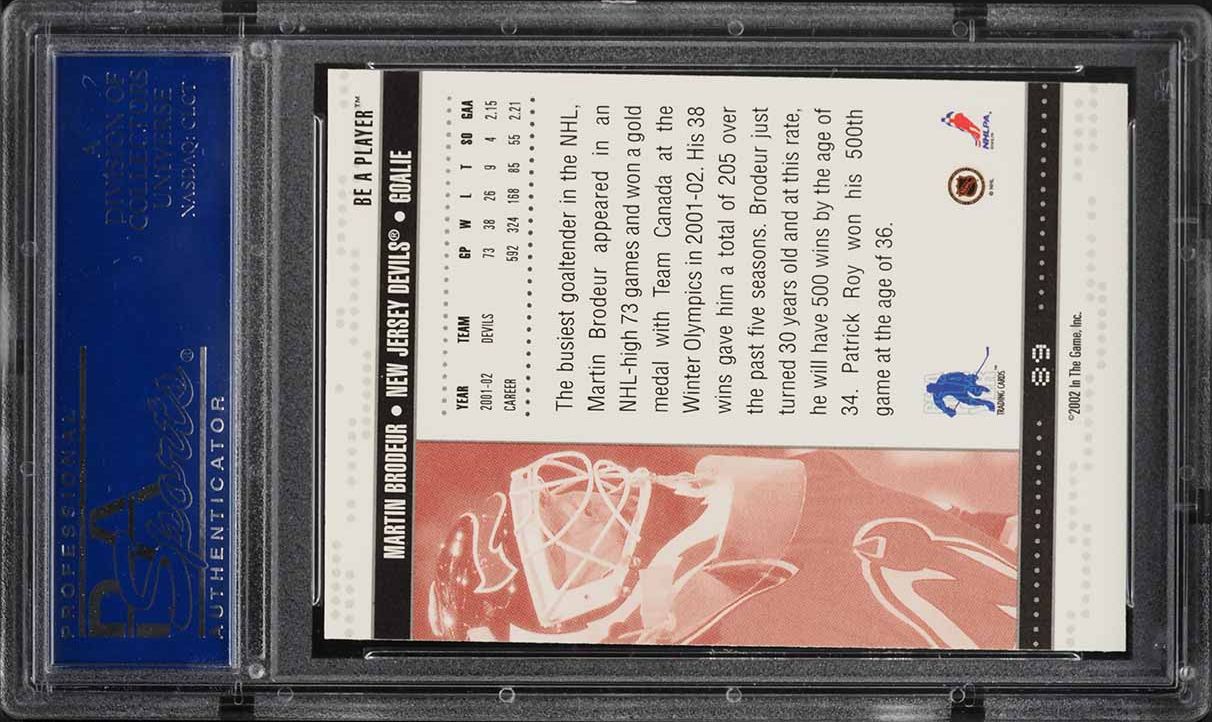2002 BAP Memorabilia Martin Brodeur #89 PSA 10 GEM MINT