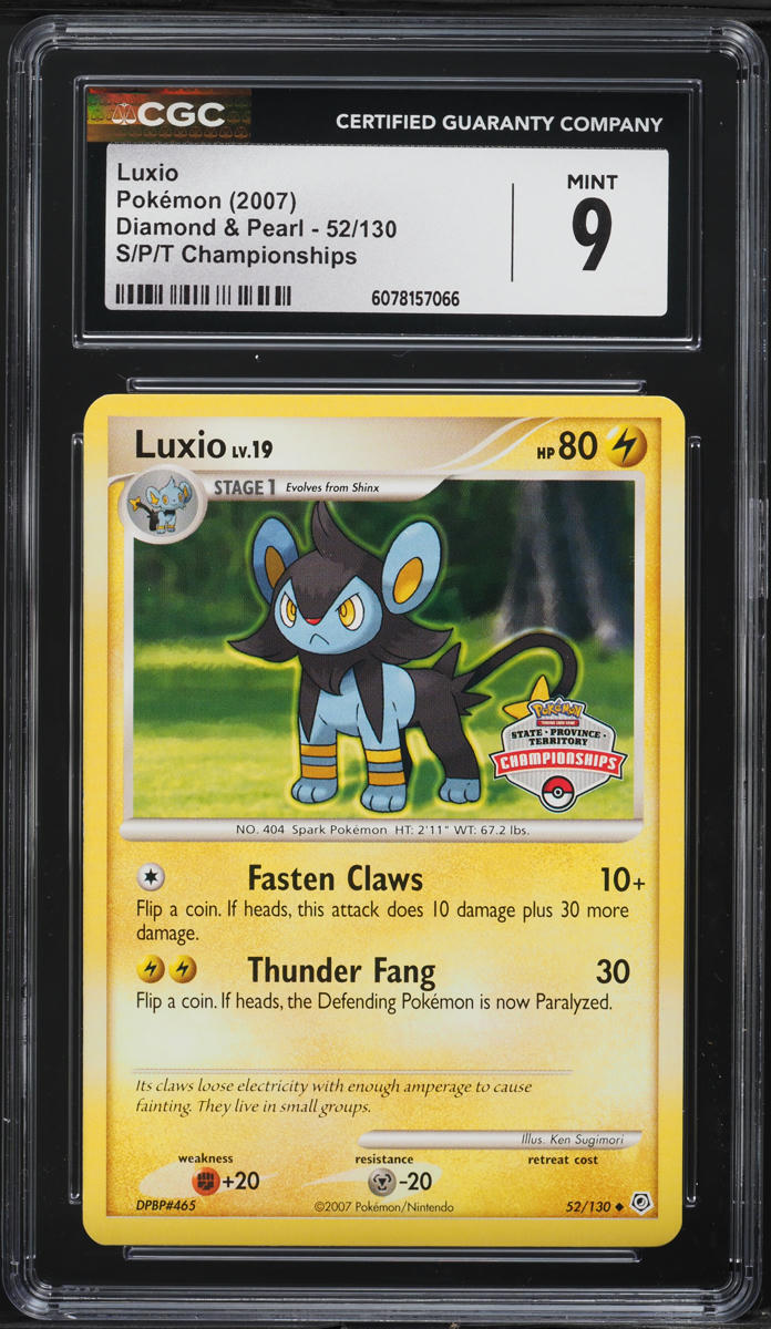 2007 Pokemon Diamond & Pearl S/P/T Championships Luxio #52 CGC 9 MINT