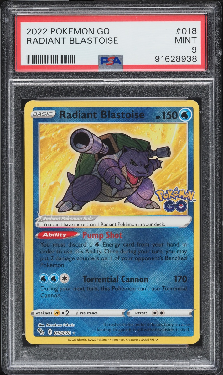 2022 Pokemon Sword & Shield GO Holo Radiant Blastoise #18 PSA 9 MINT