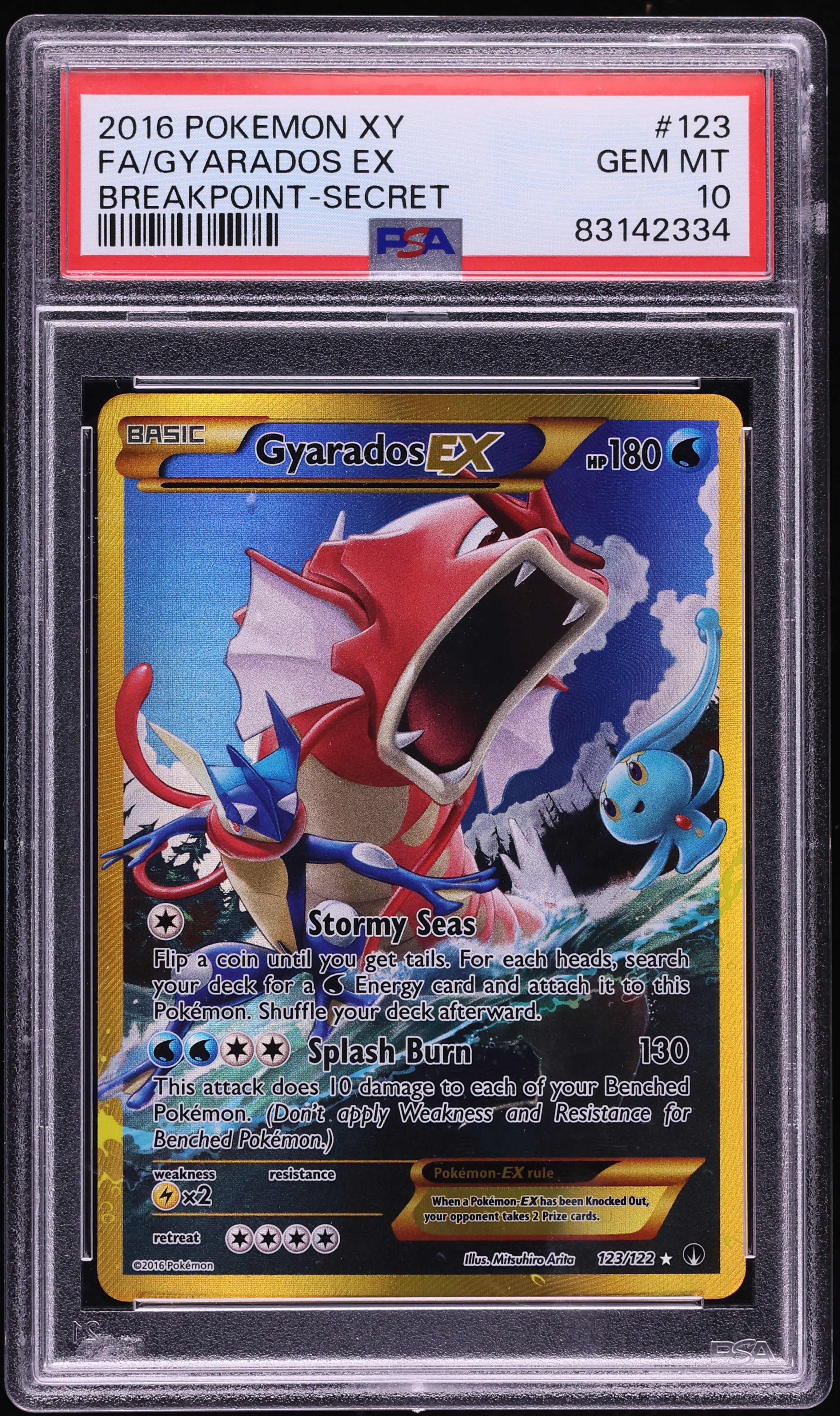 2016 Pokemon XY BREAKpoint Full Art Gyarados EX #123 PSA 10 GEM MINT