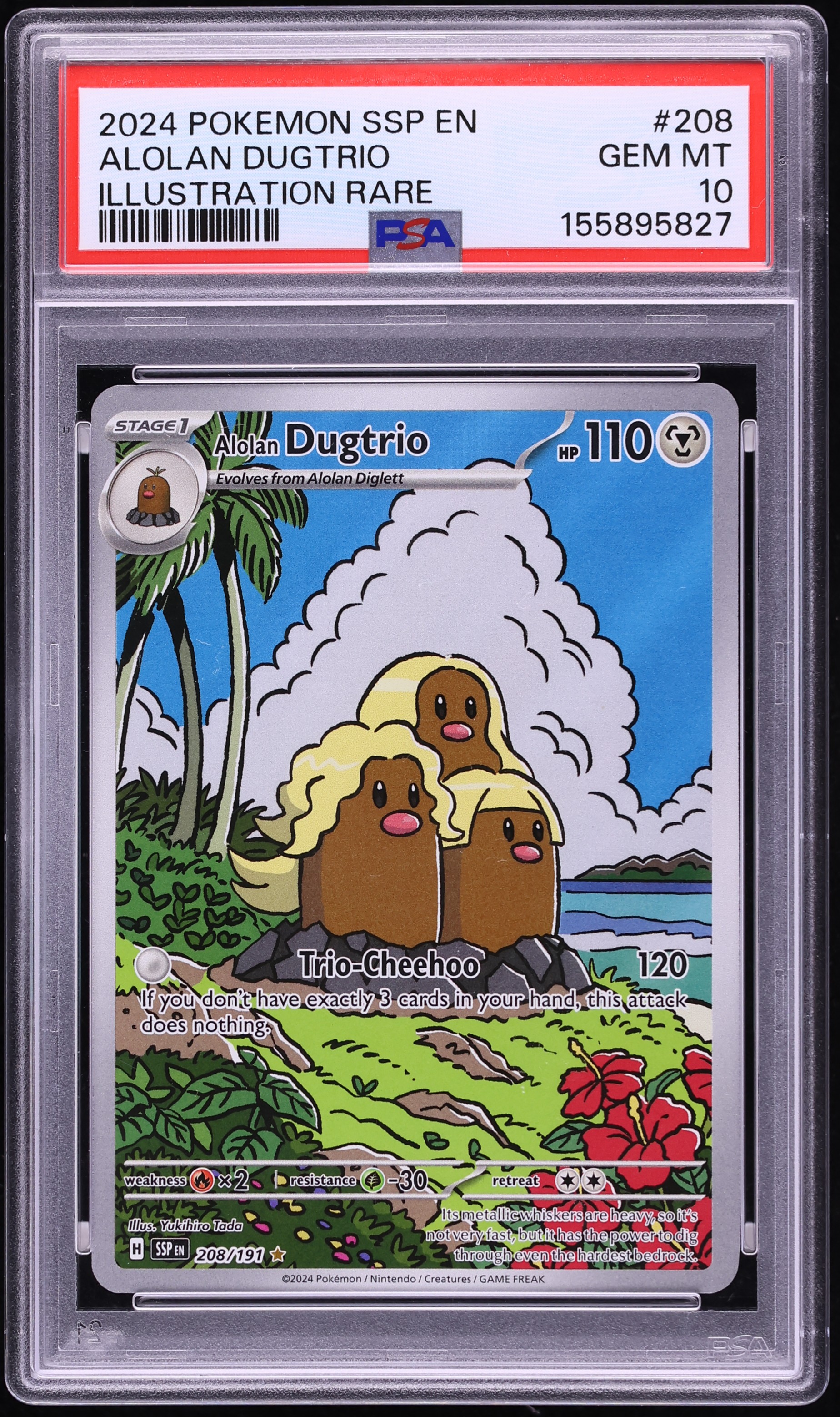 2024 Pokemon Scarlet & Violet Surging Sparks IR Alolan Dugtrio #208 PSA 10 GEM MINT