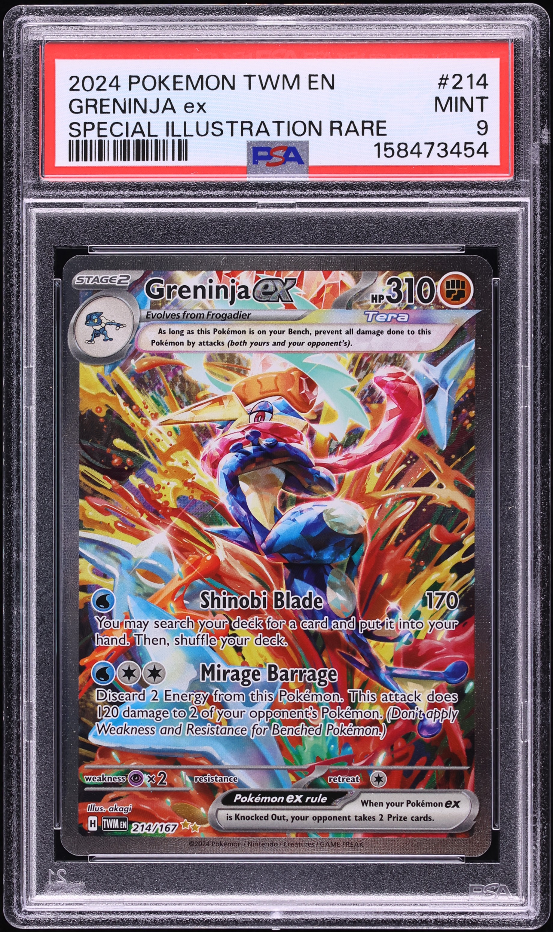 2024 Pokemon Scarlet & Violet Twilight Masquerade SIR Greninja ex #214 PSA 9 MINT