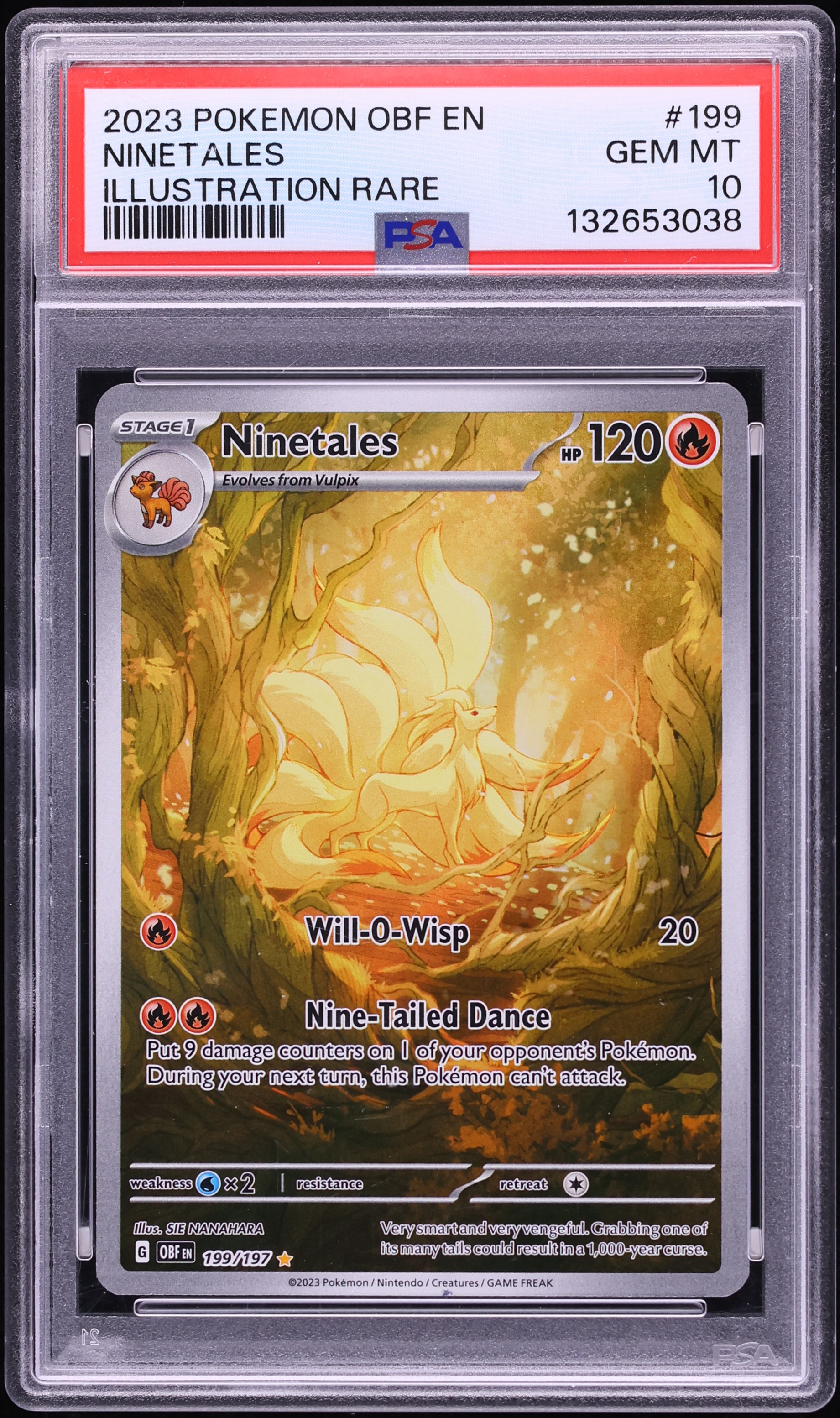 2023 Pokemon Scarlet & Violet Obsidian Flames IR Ninetales #199 PSA 10 GEM MINT