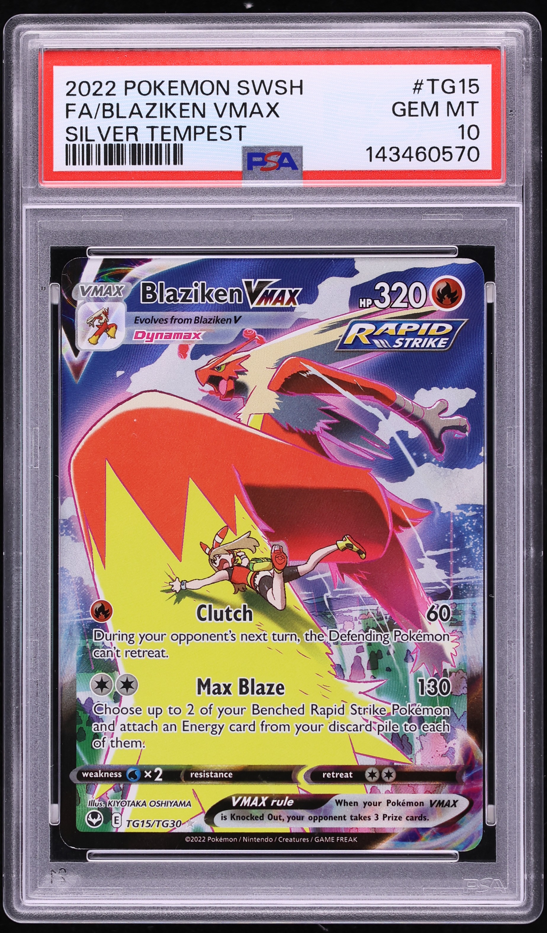 2022 Pokemon Sword & Shield Silver Tempest CHR Blaziken VMAX #TG15 PSA 10 GEM MINT