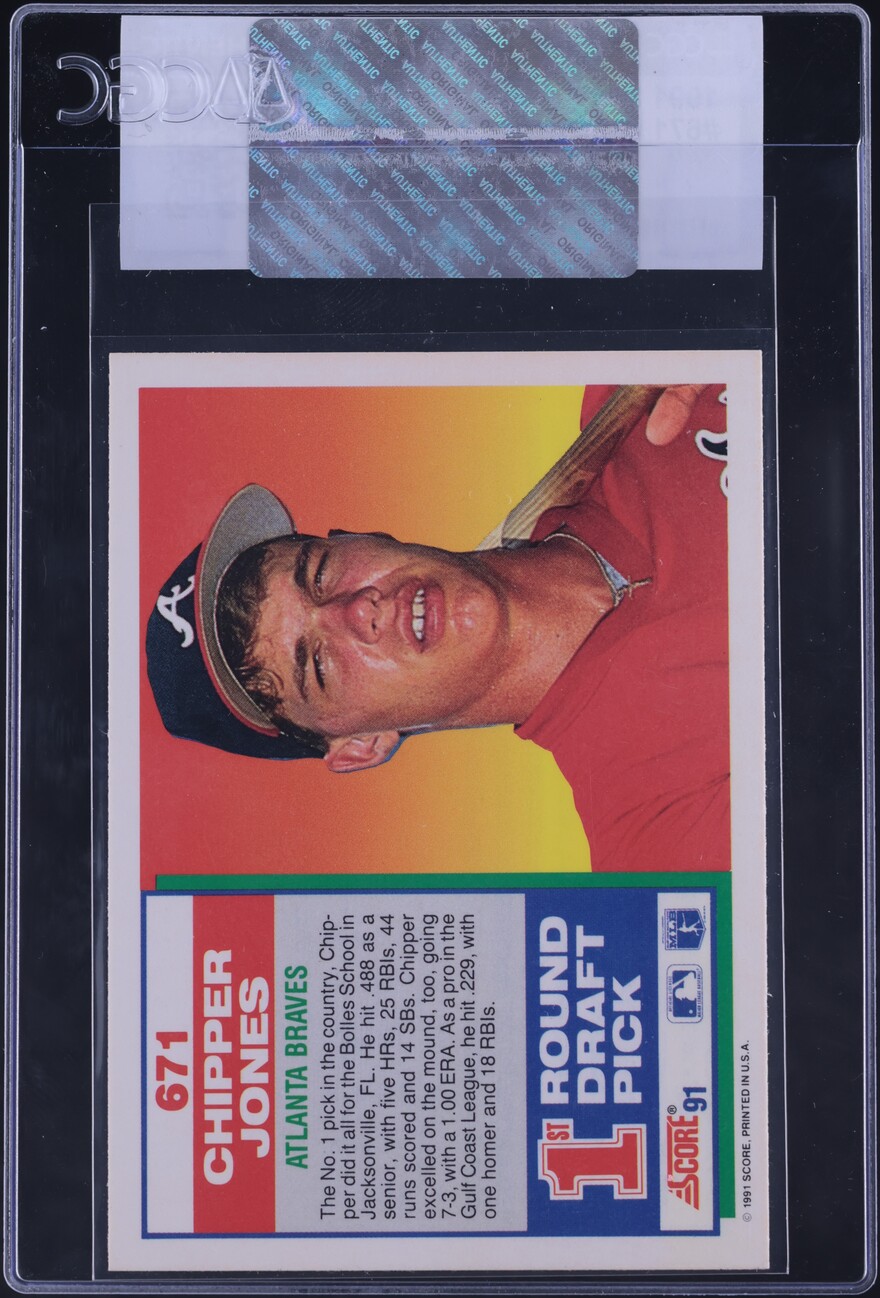 1991 Score Chipper Jones ROOKIE #671 CGC AUTH