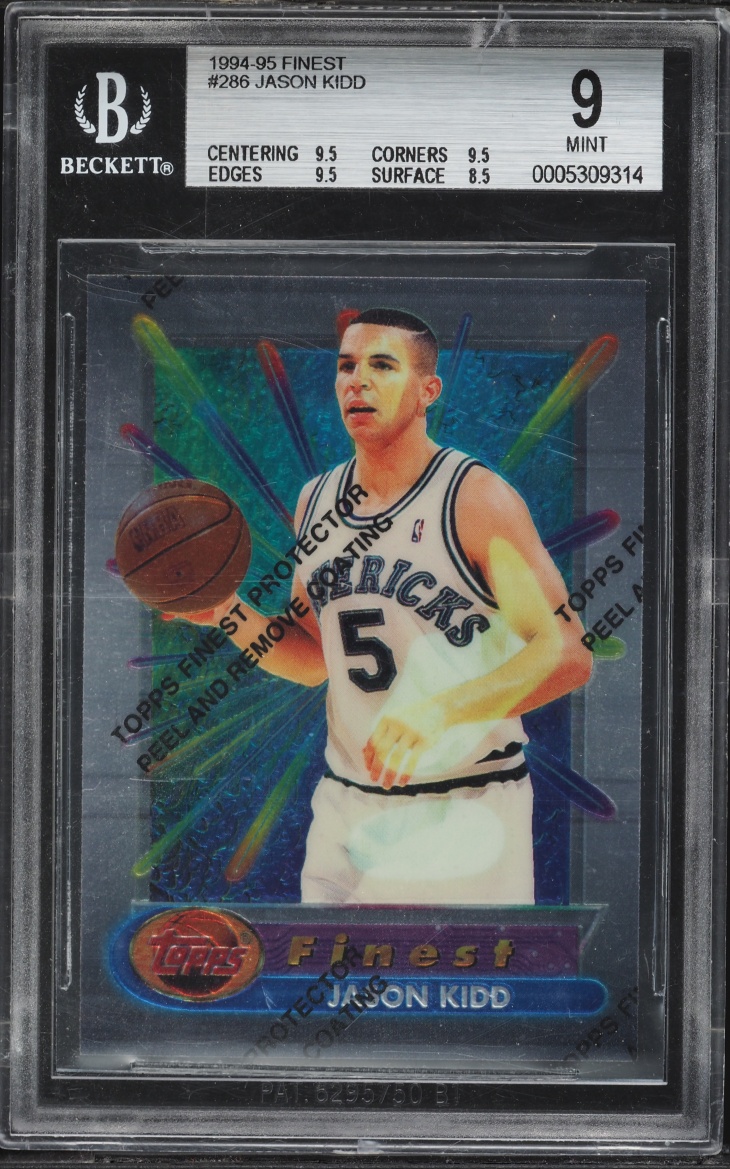 1994 Finest Basketball w/Coating Jason Kidd ROOKIE #286 BGS 9 MINT