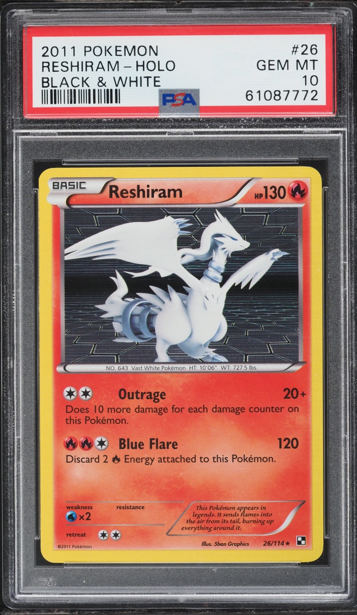 2011 Pokemon Black & White Holo Reshiram #26 PSA 10 GEM MINT