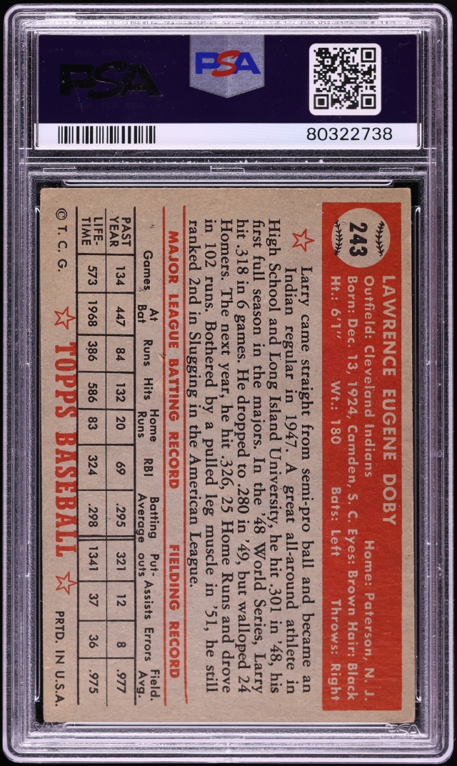1952 Topps Larry Doby #243 PSA 3 VG
