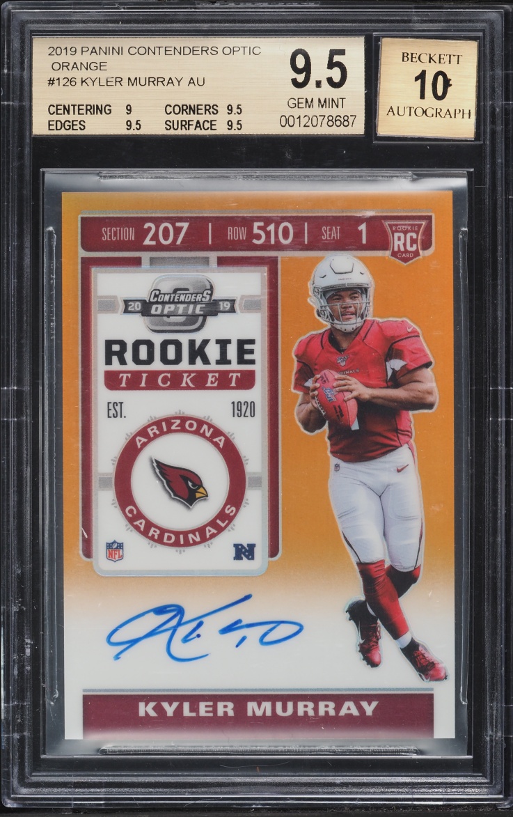 2019 Panini Contenders Optic Orange Kyler Murray ROOKIE AUTO /50 BGS 9.5 GEM MINT