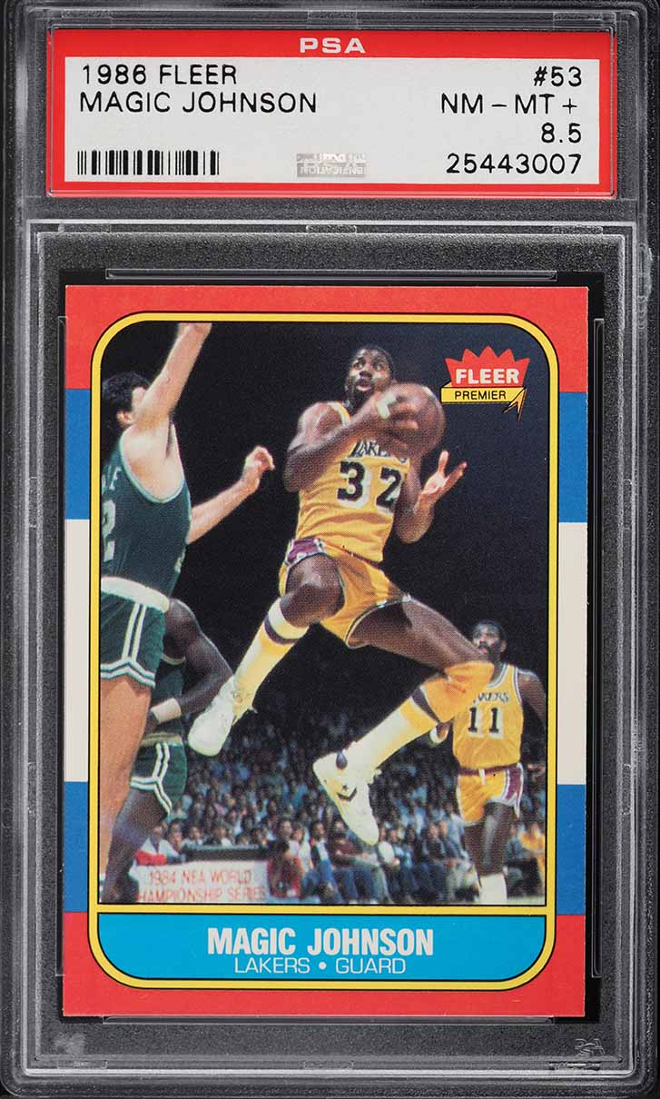 1986 Fleer Basketball Magic Johnson #53 PSA 8.5 NM-MT+