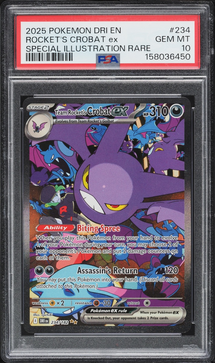 2025 Pokemon Scarlet & Violet Destined Rivals SIR Team Rocket's Crobat Ex #234 PSA 10 GEM MINT