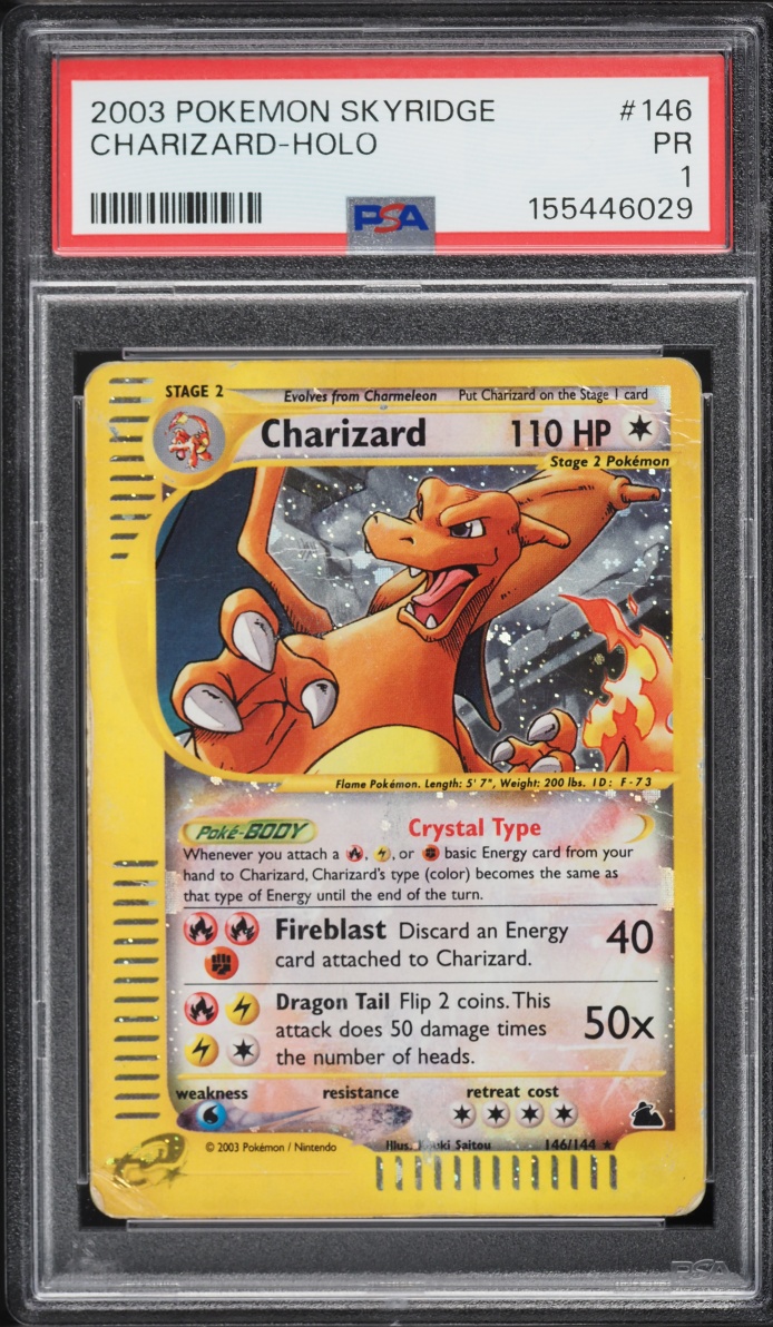 2003 Pokemon Skyridge Holo Cystal Charizard #146 PSA 1 PR