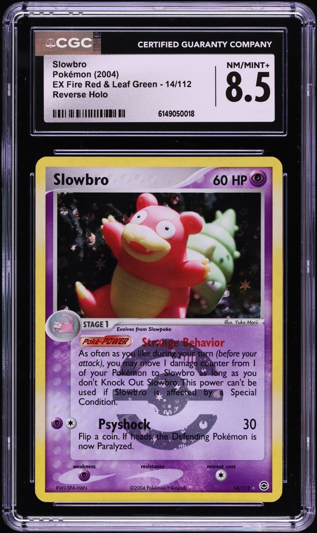2004 Pokemon EX Fire Red & Leaf Green Reverse Holo Slowbro #14 CGC 8.5 NM-MT+
