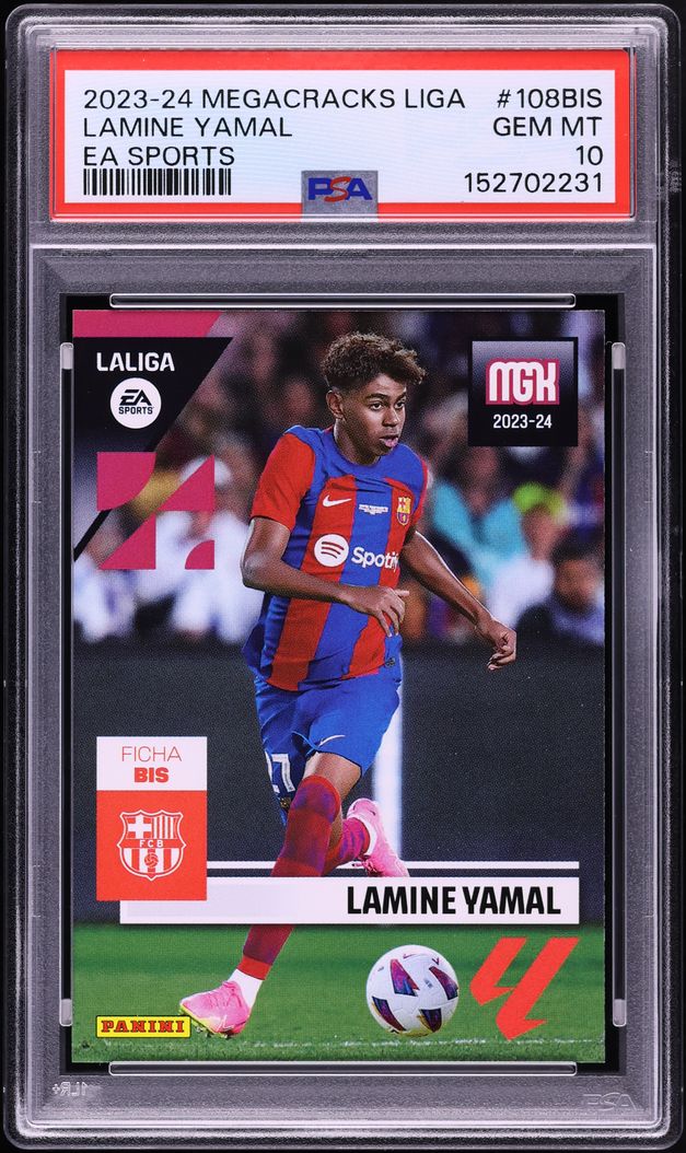 2023 Panini Megacracks La Liga EA Sports Lamine Yamal ROOKIE #108BIS PSA 10 GEM MINT