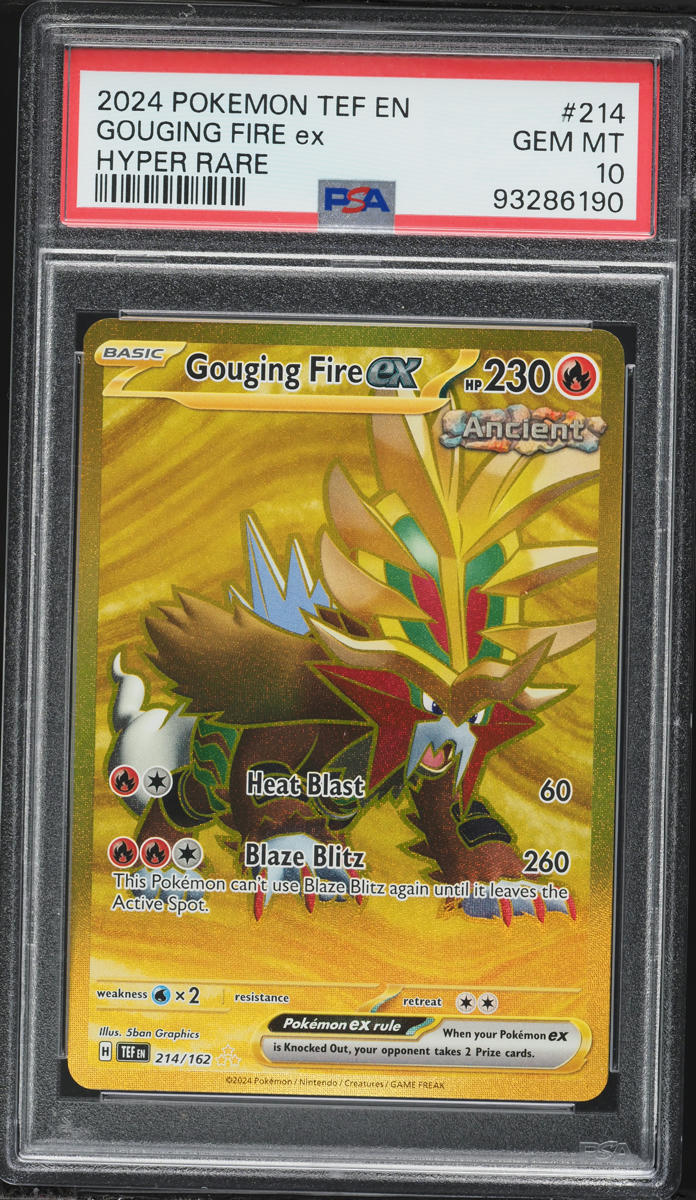2024 Pokemon Scarlet & Violet Temporal Forces Gold Rare Gouging Fire EX #214 PSA 10 GEM MINT