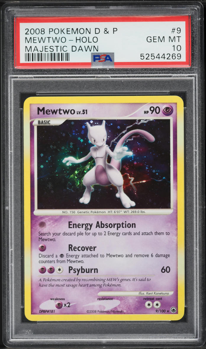 2008 Pokemon Diamond & Pearl Majestic Dawn Holo Mewtwo #9 PSA 10 GEM MINT